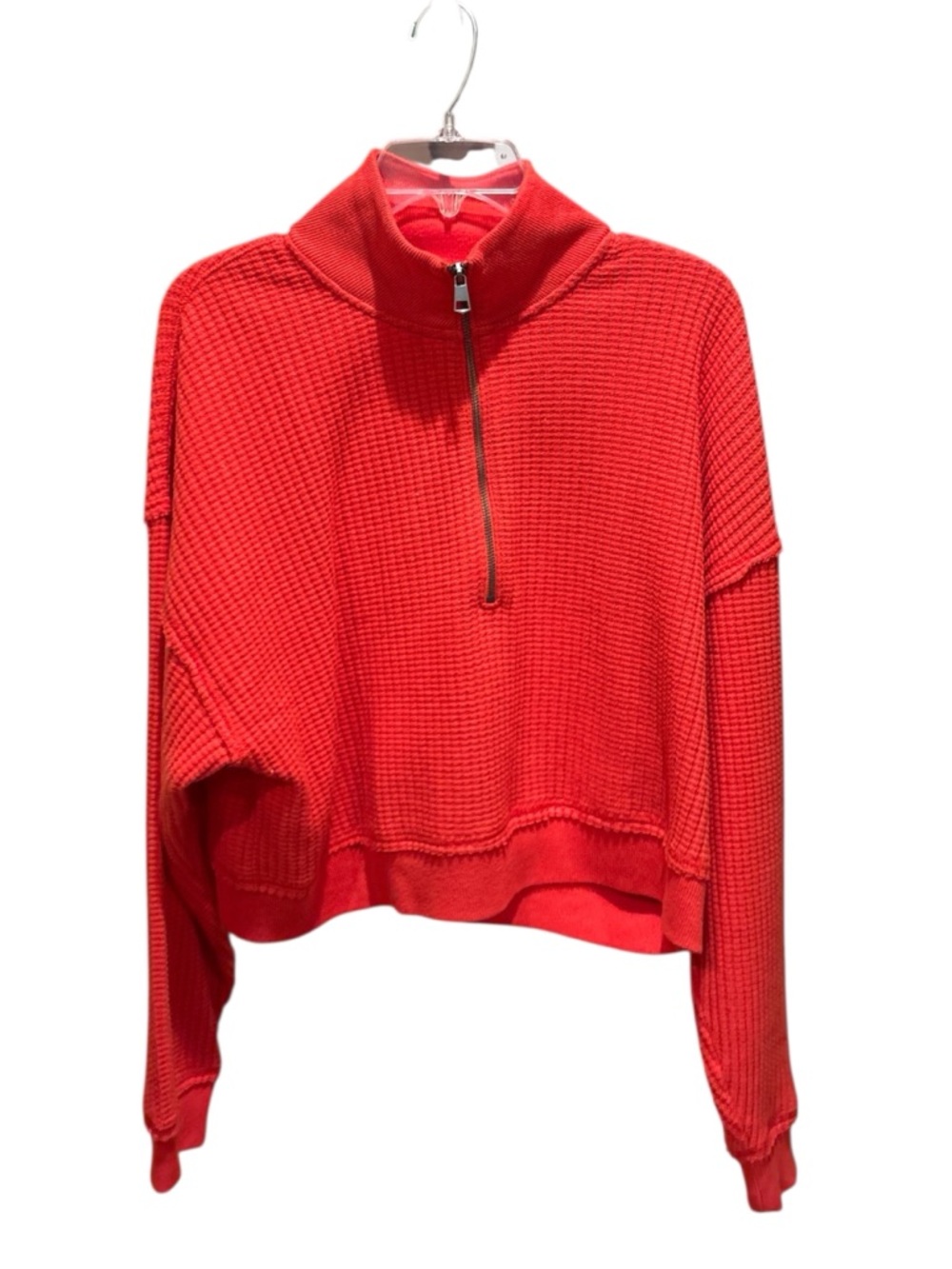 AE Half Zip Waffle Fleece Sweatshirt Cherry 🍒 Tart Like New!